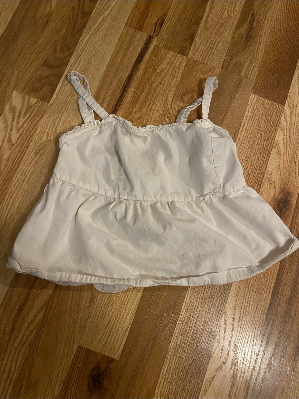White Cotton Peplum Cami Tank Top